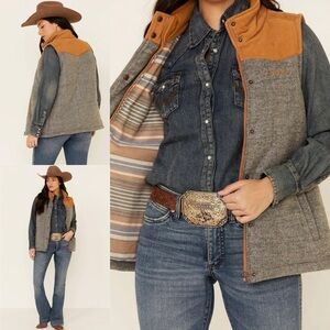 Cinch Gray & Tan Wool-Blend Western Vest